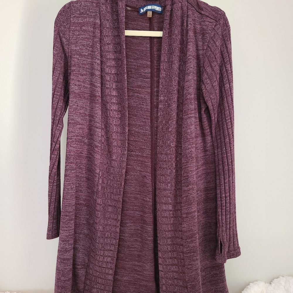 Ink Love and Peace - grayed pink/burgundy knit, knee length, lightweight sweater